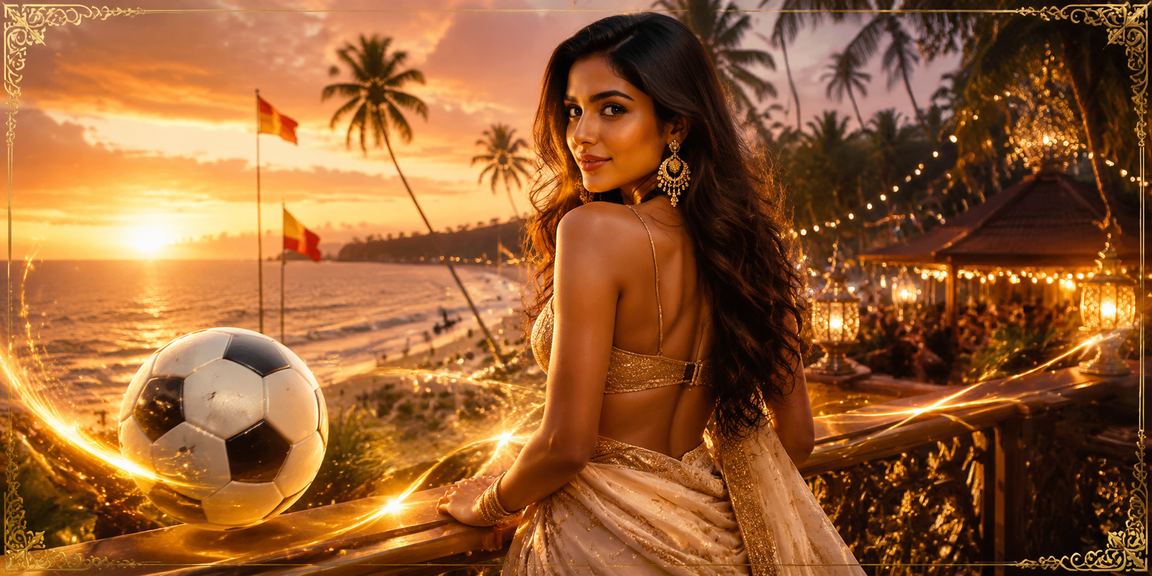 Scenic view of Goa beach with football betting setup